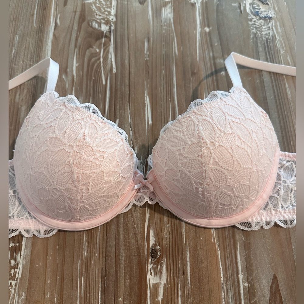 Aerie Soft Pink Lightly Lined Lace Scalloped Bra (Size 34B) - Picture 5 of 9